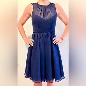 Chic Backless Navy Lace Dress